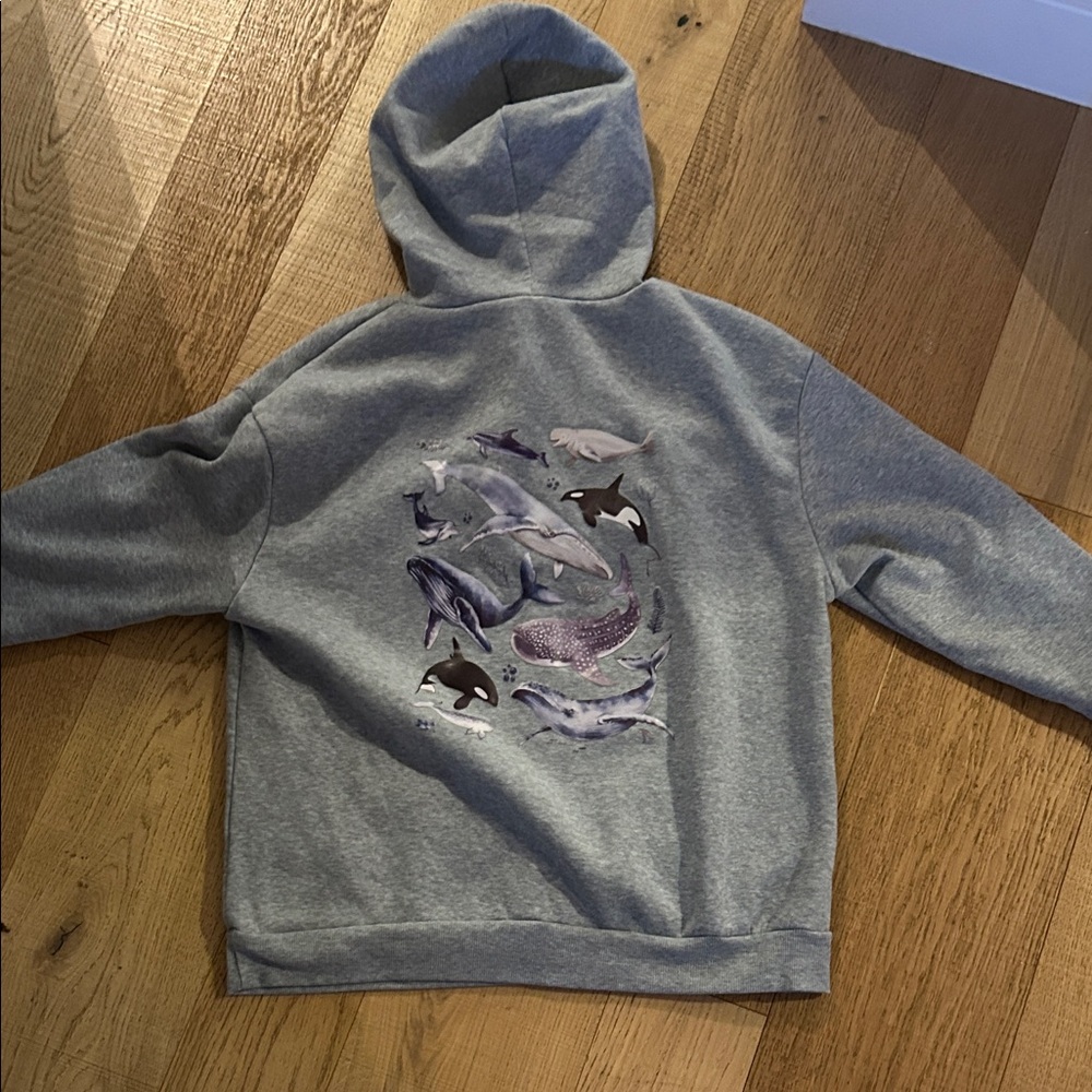 Gray Hoodie with Dolphin Print